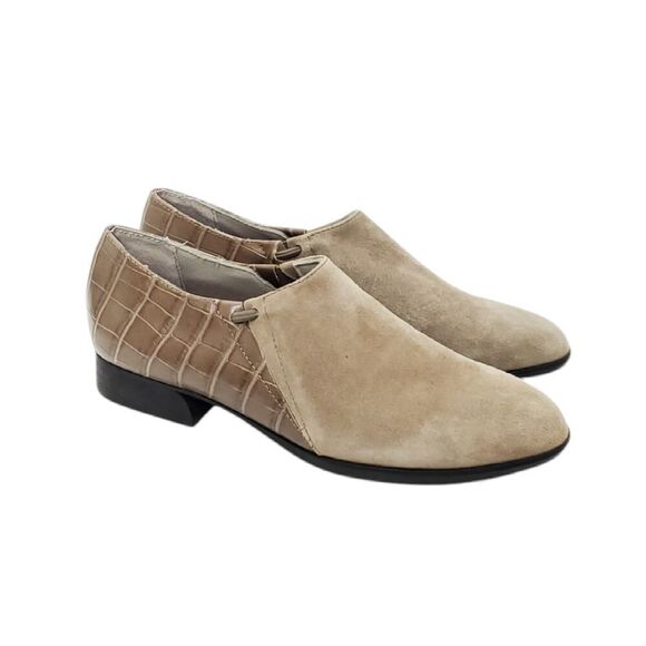 MUNRO Leather Medium Width Taupe Marteen Almond Toe Shoes - Picture 1 of 11